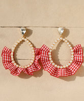 New Red Sterling Silver Overgild Crystal Pearl Water Drop Drop Earrings